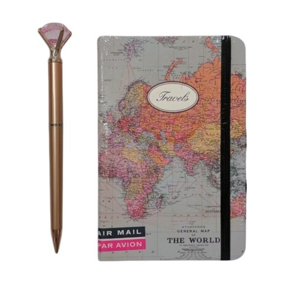 Cavallini & Co. Travels Notebook & Rose Gold Pen NWT - Picture 1 of 5